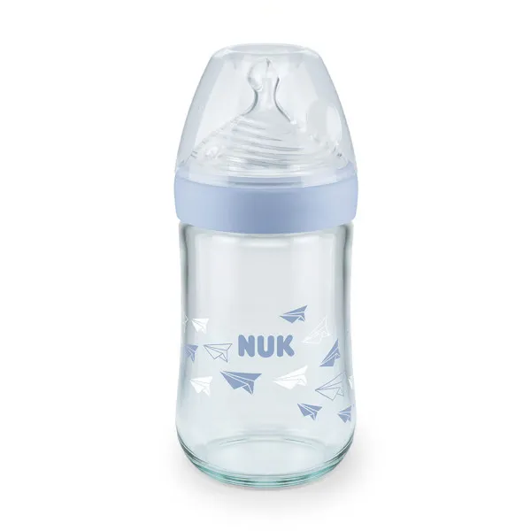 Nuk staklena flašica NS 240ml, sil 0-6m