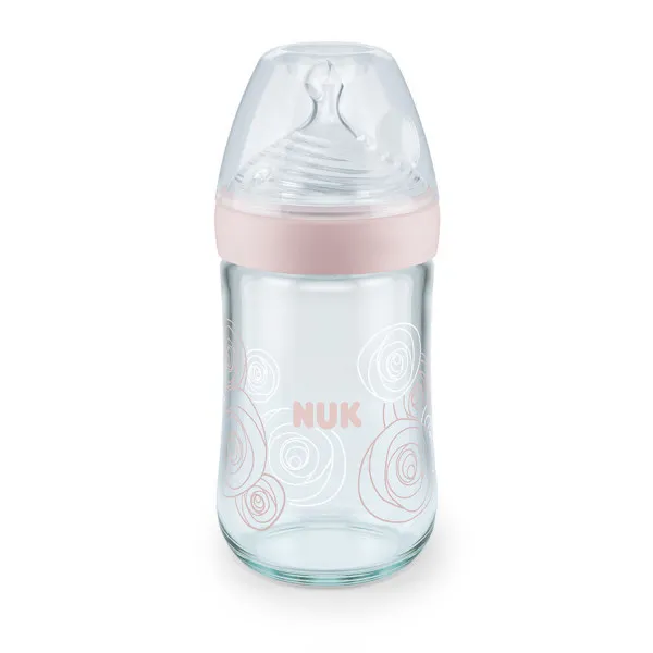 Nuk staklena flašica NS 240ml, sil 0-6m
