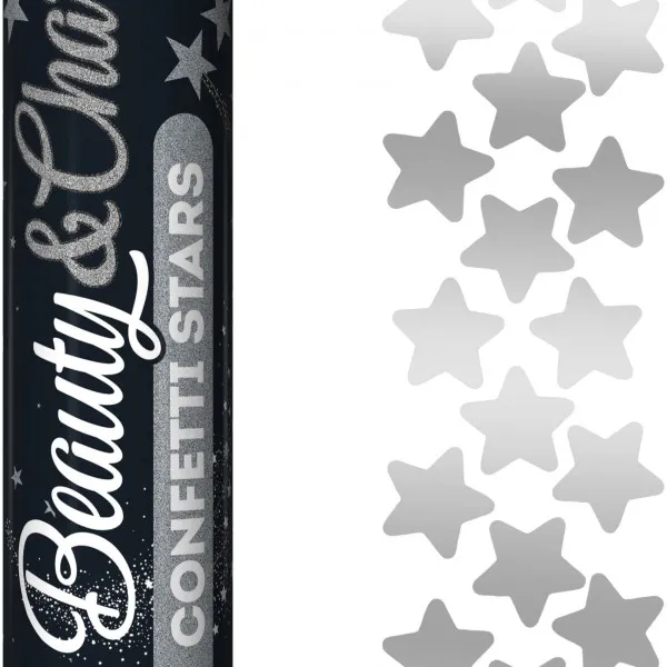 Konfeti pneumatski stars srebro  30 cm 