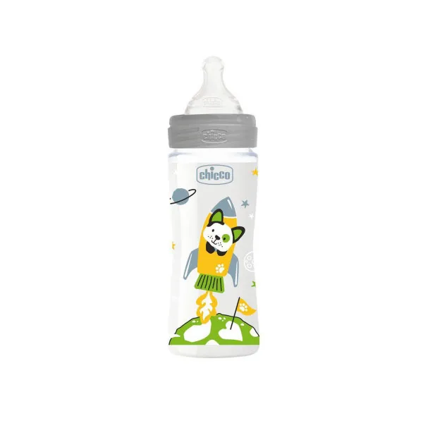 Chicco WB plastična flašica 330ml, silikon, siva 