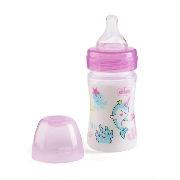 Chicco WB plastična flašica 150ml, silikon, roze