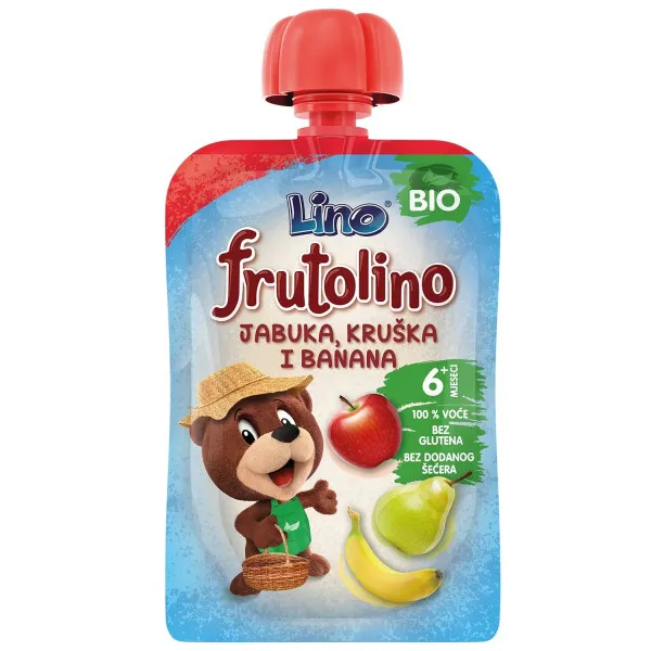 Lino bio pouch jabuka, kruška i banana 100g 