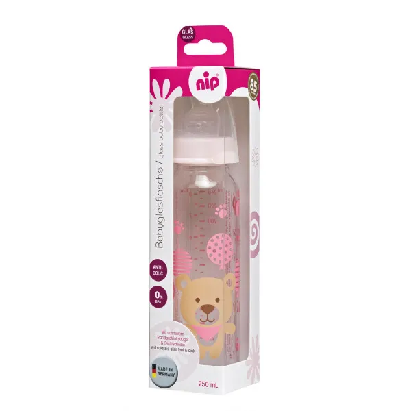 Nip flašica 250ml sil.cucla za mlijeko 0m+,devojčica