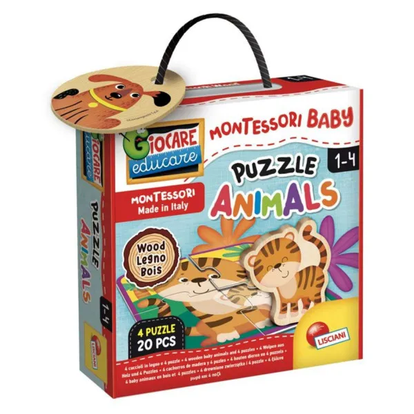 Montessori Baby drvene puzzle baby životinje 