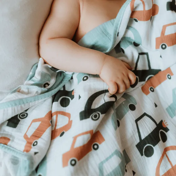 Baby Textil prekrivač od muslina Autići, 85x100cm