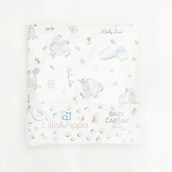 Lillo&Pippo čaršav lastiš Baby animals, 60x120cm 