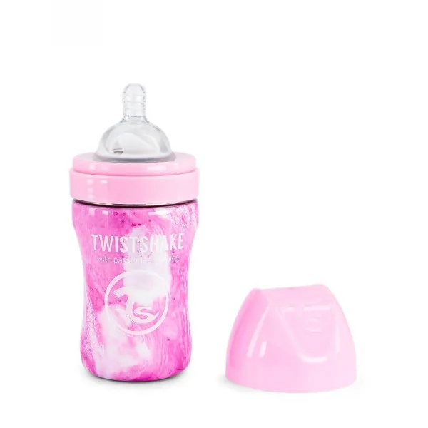 TS flasica anti-colic stainless marble pink 260ml 