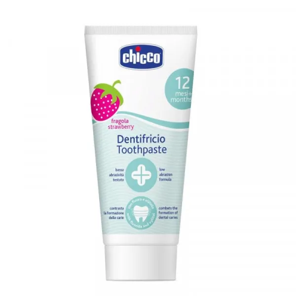 Chicco Pasta za zube, jagoda, 50 ml, 12m+ 