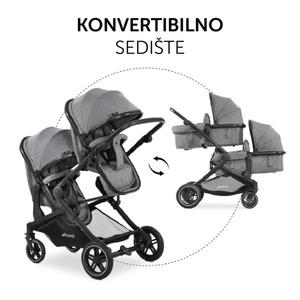 Hauck kolica za blizance Atlantic Twin, Grey 