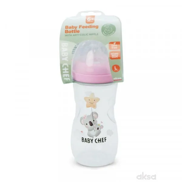 Baby Chef flašica plastična 330ml, roze 