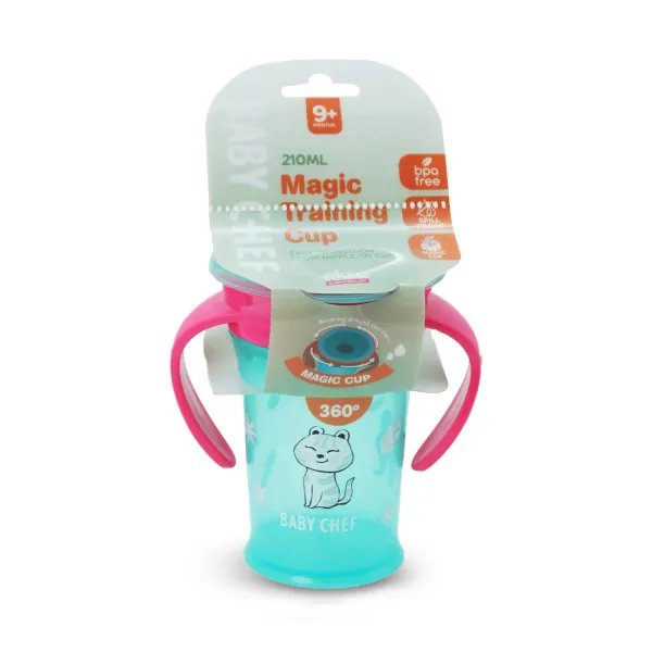 Baby Chef no-spill čaša 360° 210ml, 9m+, roze