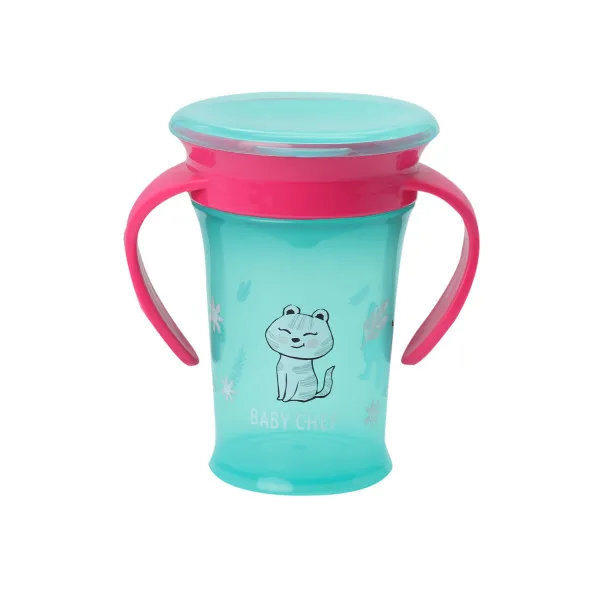 Baby Chef no-spill čaša 360° 210ml, 9m+, roze