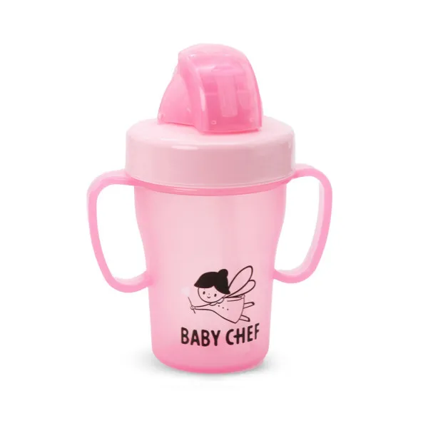 Baby Chef no-spill sa slamčicom 200ml, 9m+, roze