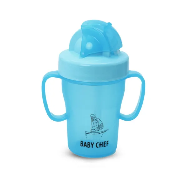 Baby Chef no-spill sa slamčicom 200ml, 9m+, plava