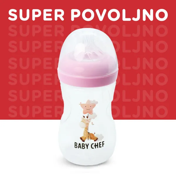 Baby Chef flašica plastična 240ml, roze