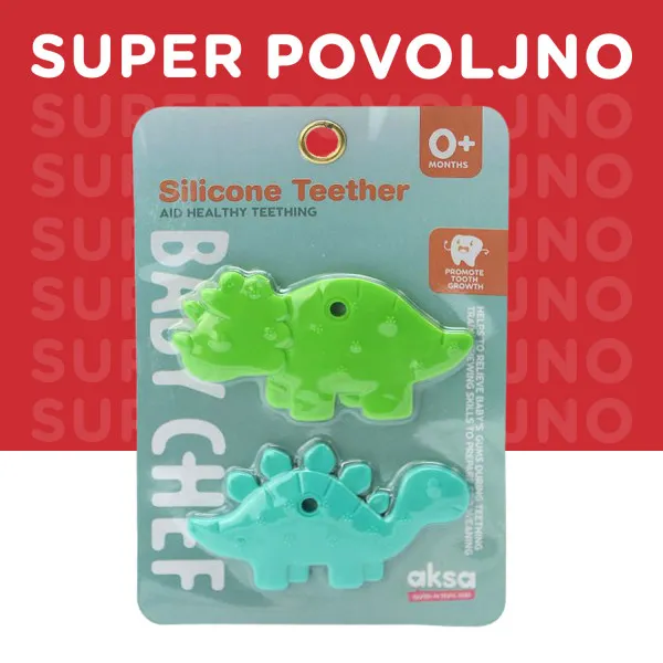 Baby Chef silikonska glodalica dino, 2 kom 