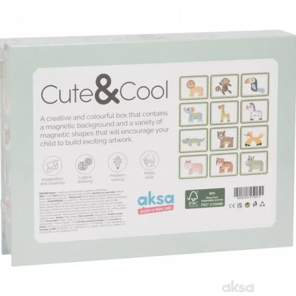 Cute&Cool drvena igračka magnetna kutija životinje