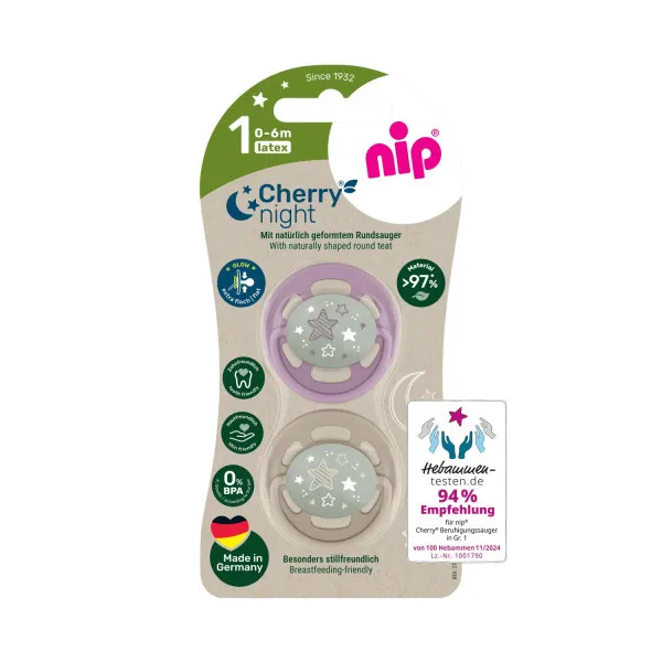Nip laža Green višnjica noćna,kaučuk,0-6m,2kom,mix