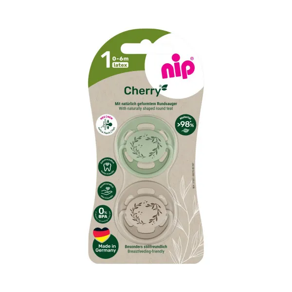 Nip laža Green višnjica, kaučuk, 0-6m, 2 kom