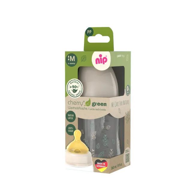 Nip Green PP flašica bež 240ml 0m+, M protok
