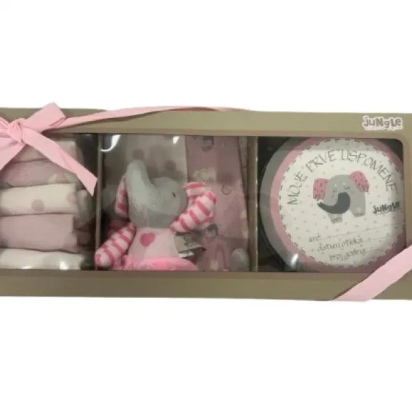 Jungle bebi set prvi otisak, roze