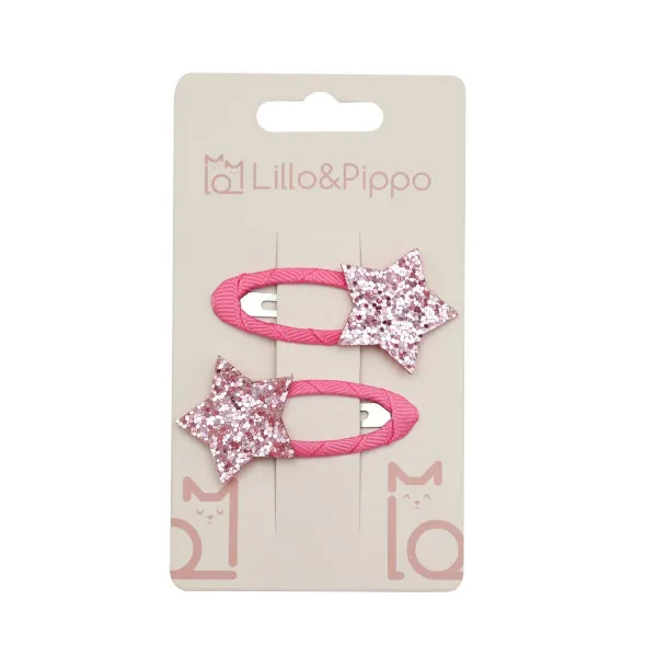 Lillo&Pippo šnalice za kosu zvezdice pink 
