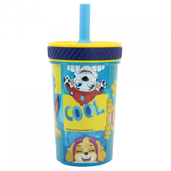 Stor čaša sa silikonskom slamčicom 370ml PawPatrol
