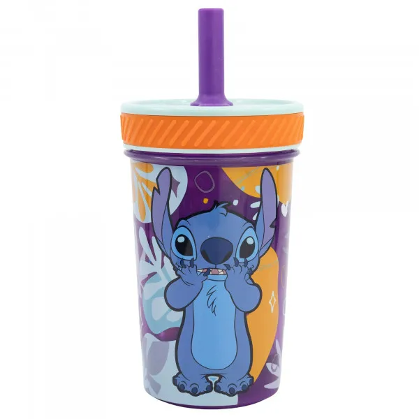 Stor čaša sa silikonskom slamčicom 370 ml Stitch