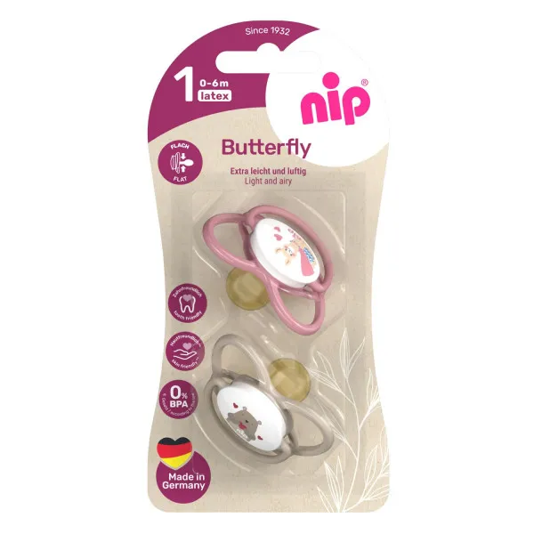 Nip Butterfly laža, kaučuk, mix boja, 0-6m