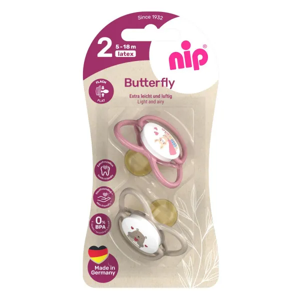 Nip Butterfly laža, kaučuk, mix boja, 5-18m
