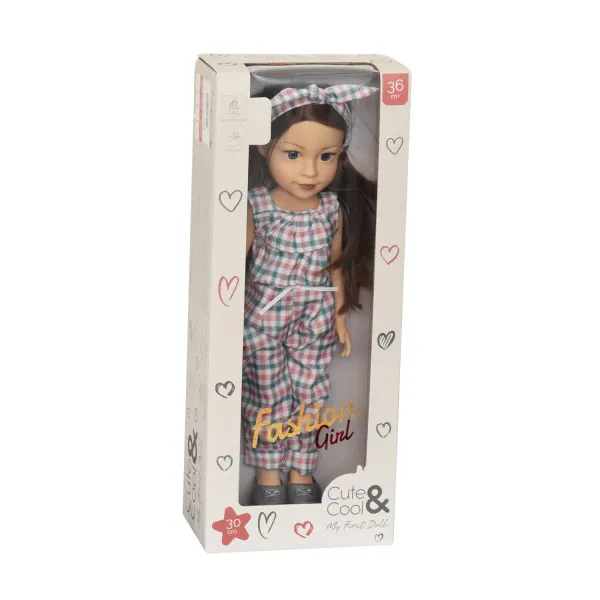 Cute&Cool lutka Brunette karirano odelo, 30cm