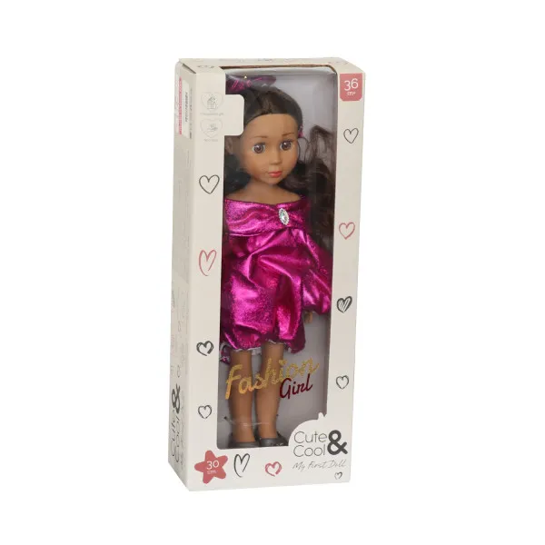 Cute&Cool lutka Brunette roze haljina, 30cm