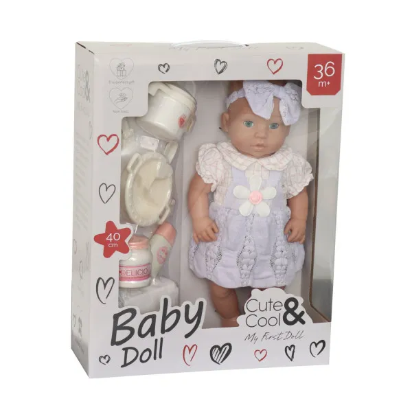 Cute&Cool lutka beba sa priborom za negu, 40cm
