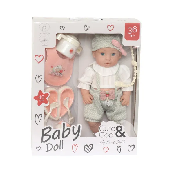 Cute&Cool lutka beba sa priborom za jelo, 40cm