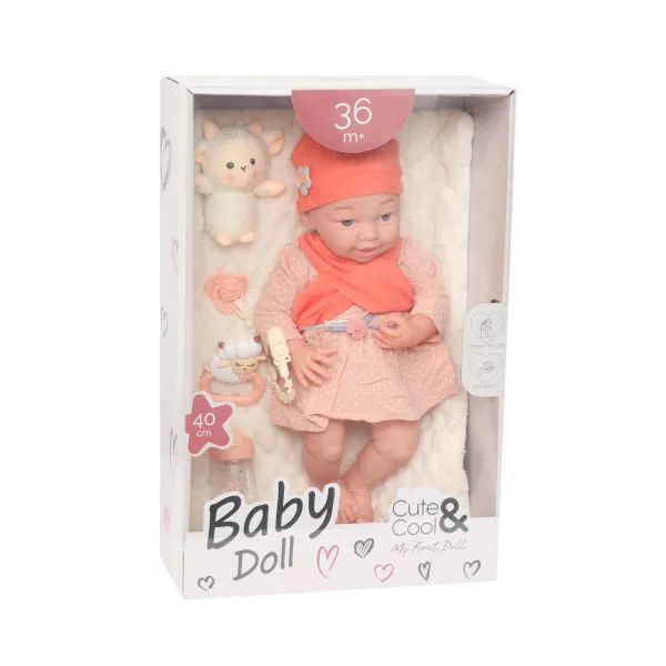 Cute&Cool lutka beba sa igračkom narandžasta, 40cm