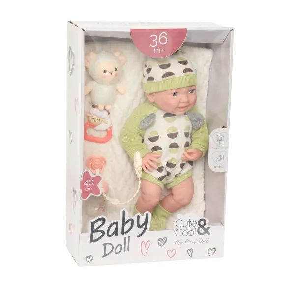 Cute&Cool lutka beba sa igračkom zelena, 40cm