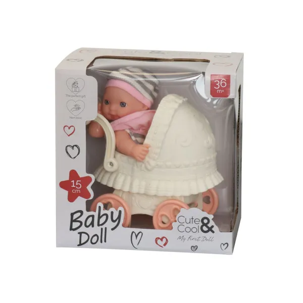 Cute&Cool lutka beba u kolicima, 15cm