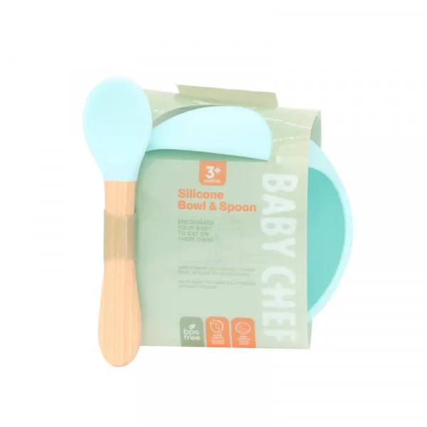Baby Chef set činija sa kašikom, plavi