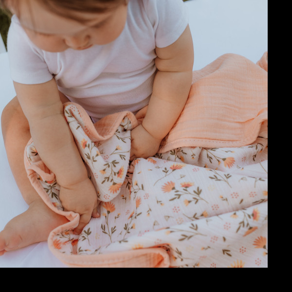 Baby Textil prekrivač od muslina Cvetići, 85x100cm 