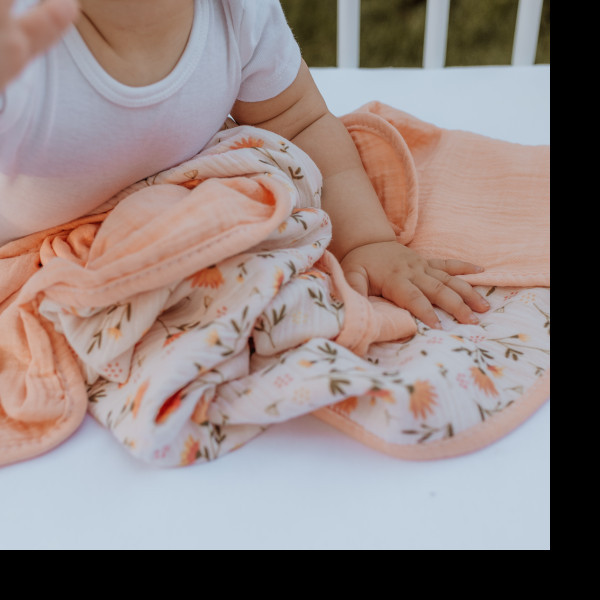 Baby Textil prekrivač od muslina Cvetići, 85x100cm 