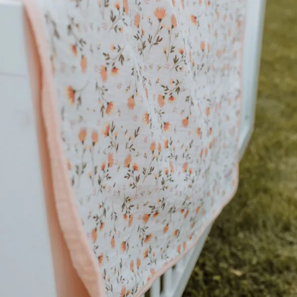 Baby Textil prekrivač od muslina Cvetići, 85x100cm 