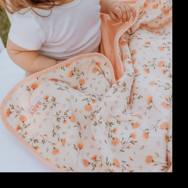 Baby Textil prekrivač od muslina Cvetići, 85x100cm 