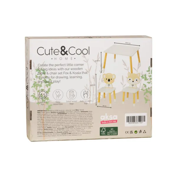 Cute&Cool HOME drveni sto i stolica lija i koala 