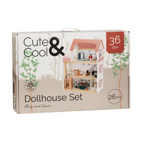 Cute&Cool drvena igračka kućica za lutke velika 