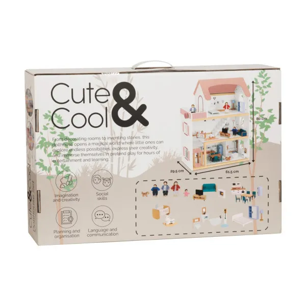 Cute&Cool drvena igračka kućica za lutke velika 
