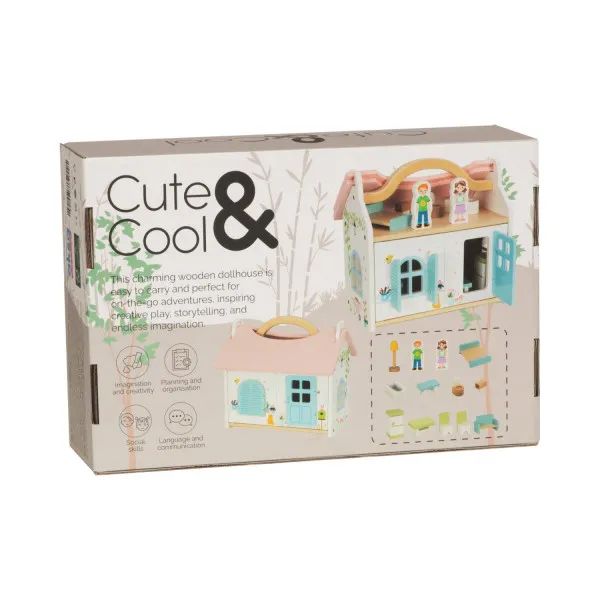 Cute&Cool drvena igračka nosiva kućica za lutke 