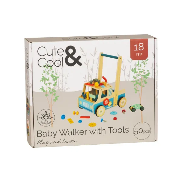 Cute&Cool drvena igračka guralica sa alatom 