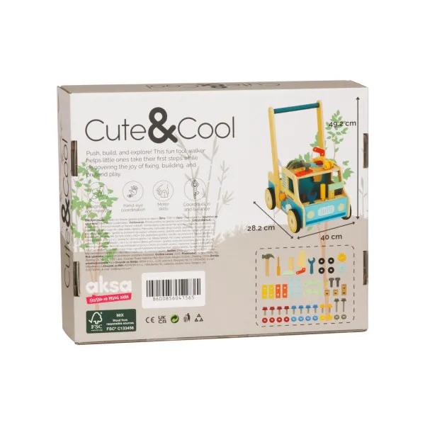 Cute&Cool drvena igračka guralica sa alatom 