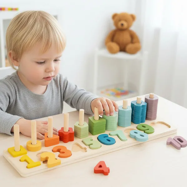 Cute&Cool drvena igračka oblici i brojevi slaganje 