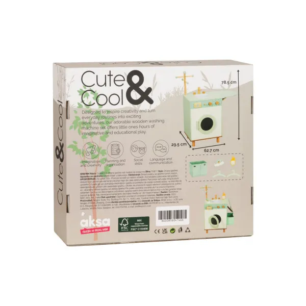 Cute&Cool drvena igračka veš mašina sa dodacima 